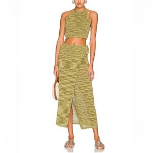 Island In The Sun Daybreak top & skirt by Seafolly, olive green in size S